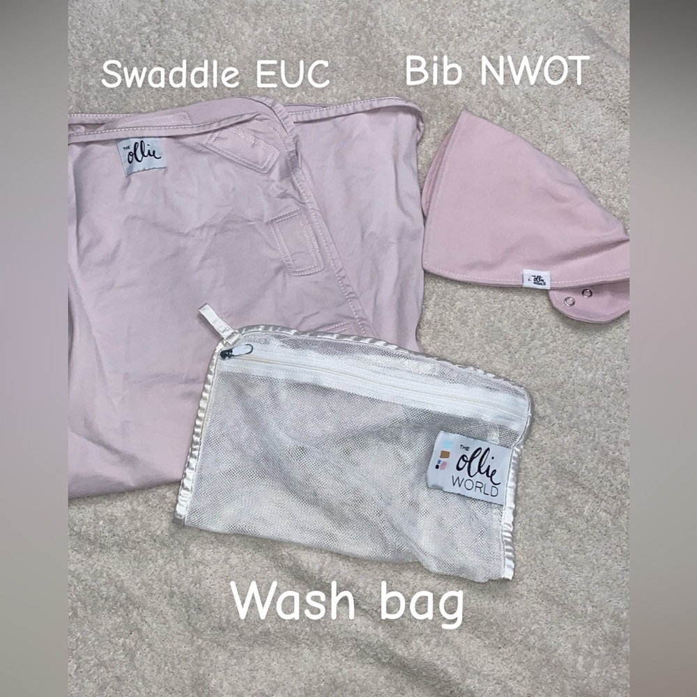 Pink Ollie Swaddle and Bib BUNDLE